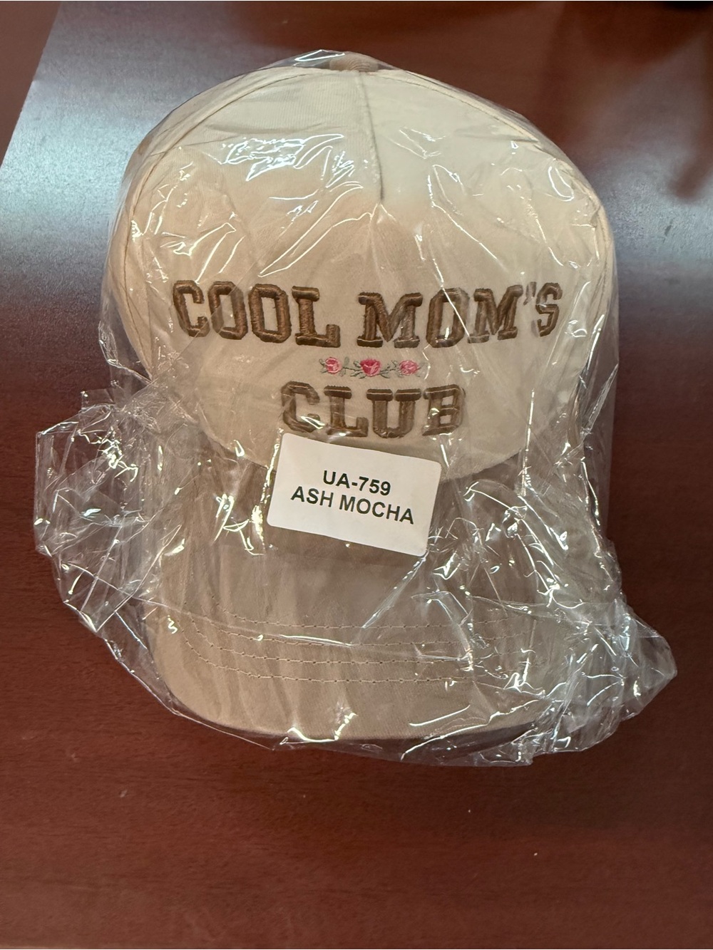 Zenana Outfitters Ash Mocha "Cool Mom's Club" Embroidered Cap